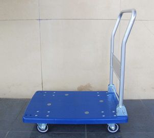 300kg Ruchomy plastikowy wózek platformowy z niebieskim plastikowym deseniem, niebieski / szary