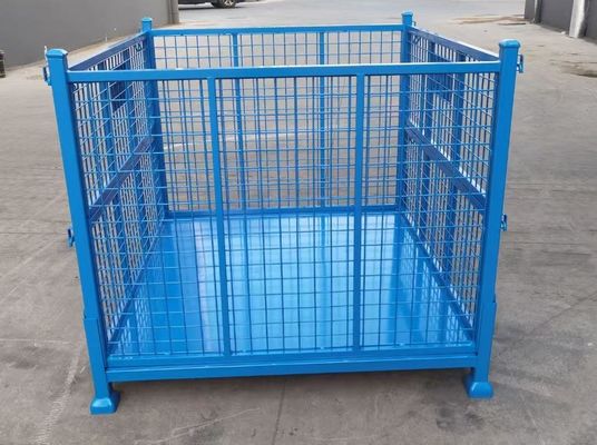 Zestaw składający się z stali z ochroną siatki w niebieskim kolorze do przechowywania materiałów produkcyjnych