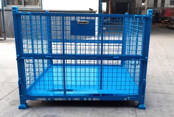Zestaw składający się z stali z ochroną siatki w niebieskim kolorze do przechowywania materiałów produkcyjnych