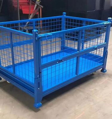 Zestaw składający się z stali z ochroną siatki w niebieskim kolorze do przechowywania materiałów produkcyjnych